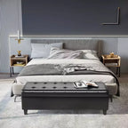 Banc de rangement ottoman en similicuir de 130 cm – Coffre capitonné à couvercle relevable pour salon et entrée