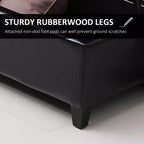 Banc de rangement ottoman en similicuir de 130 cm – Coffre capitonné à couvercle relevable pour salon et entrée