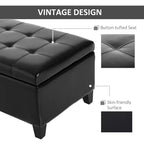 Banc de rangement ottoman en similicuir de 130 cm – Coffre capitonné à couvercle relevable pour salon et entrée