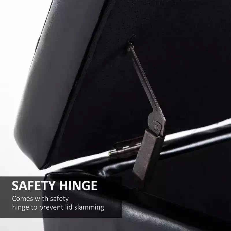 Banc de rangement ottoman en similicuir de 130 cm – Coffre capitonné à couvercle relevable pour salon et entrée