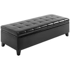 51 Ottoman Storage Bench, Faux Leather Storage Chest with Lift Top, Tufted Ottoman for Living Room, Entryway