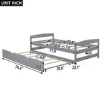 Lit double plateforme avec tête de lit, pied de lit et lit gigogne – Cadre en bois de pin, pas besoin de sommier tapissier