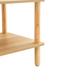 Table basse rectangulaire à 2 niveaux avec étagère de rangement ouverte – Pieds arrondis en bois massif pour salon