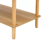 Table basse rectangulaire à 2 niveaux avec étagère de rangement ouverte – Pieds arrondis en bois massif pour salon