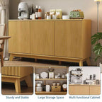 Buffet de salle à manger cannelé de 58 po – 3 portes, étagères réglables, rangement de style ferme pour bar à café