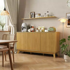 Buffet de salle à manger cannelé de 58 po – 3 portes, étagères réglables, rangement de style ferme pour bar à café