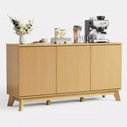 Buffet de salle à manger cannelé de 58 po – 3 portes, étagères réglables, rangement de style ferme pour bar à café
