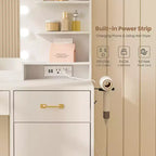 Coiffeuse avec miroir et lumières – Blanc, station de charge, 3 tiroirs, 2 compartiments, 1 placard