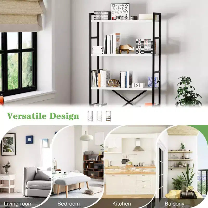 Bibliothèque haute à 5 niveaux Celebalcony, 158 cm H x 60 cm L, en bois avec cadre métallique – Étagères de rangement modernes pour la maison et le bureau
