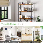 Bibliothèque haute à 5 niveaux , 158 cm H x 60 cm L, en bois avec cadre métallique – Étagères de rangement modernes pour la maison et le bureau