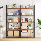 Bibliothèque haute à 5 niveaux , 158 cm H x 60 cm L, en bois avec cadre métallique – Étagères de rangement modernes pour la maison et le bureau