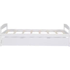 Lit de Repos en Bois avec Lit Gigogne, Lit Plateforme Jumeau, Cadre Gain de Place pour Enfants et Invités Blanc Taille Unique