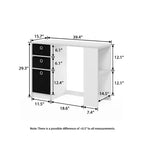 Bureau d'étude ou d'écriture de 99 cm avec 3 bacs de rangement et étagères ouvertes