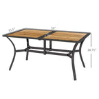 Table à manger rectangulaire d'extérieur avec trou de parasol – Faux bois, 6 places, pour jardin et terrasse