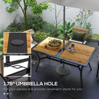 Table à manger rectangulaire d'extérieur avec trou de parasol – Faux bois, 6 places, pour jardin et terrasse
