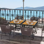 Table à manger rectangulaire d'extérieur avec trou de parasol – Faux bois, 6 places, pour jardin et terrasse