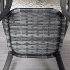 Table basse d'extérieur en osier avec étagère de rangement – Table d'appoint tressée à la main avec plateau en verre ondulé