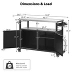 Îlot de cuisine d'extérieur de 138,4 cm avec plateau en acier inoxydable – Chariot de bar avec 4 roulettes verrouillables pour barbecue