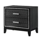 Royal Hampton Nightstand with 2 Drawers and Shimmery Details, Black