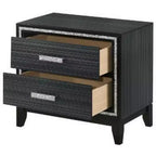 Table de chevet 2 tiroirs avec détails scintillants – Table de chevet moderne, noire