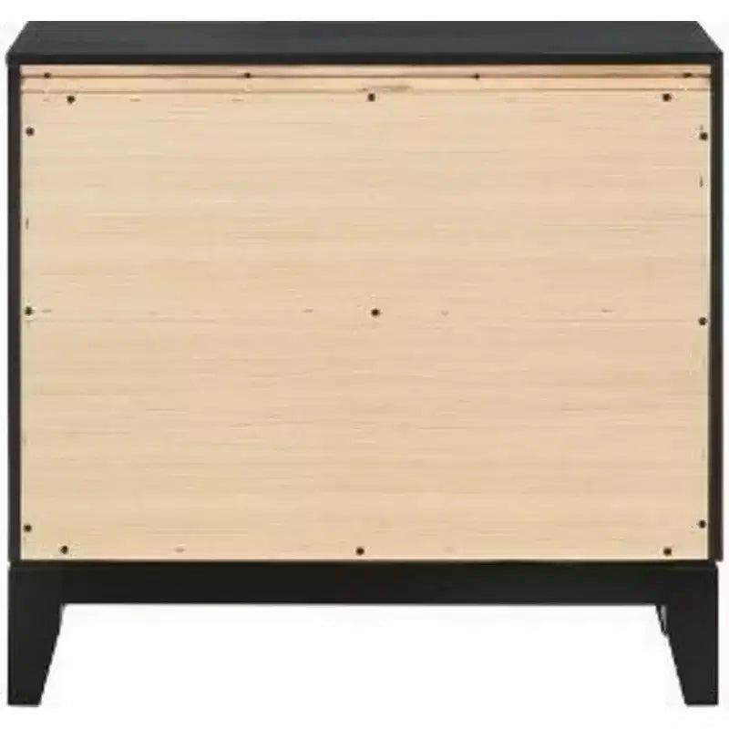 Table de chevet 2 tiroirs avec détails scintillants – Table de chevet moderne, noire