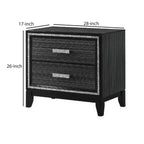 Table de chevet 2 tiroirs avec détails scintillants – Table de chevet moderne, noire