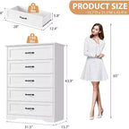 Commode blanche à 5 tiroirs – Rangement robuste avec tiroirs coulissants fluides pour chambre à coucher et chambre d'amis