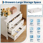 Commode en bois blanc – Chiffonnier à 6 tiroirs pour chambre et salon, Rangement de placard moderne