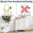 Commode en bois blanc – Chiffonnier à 6 tiroirs pour chambre et salon, Rangement de placard moderne