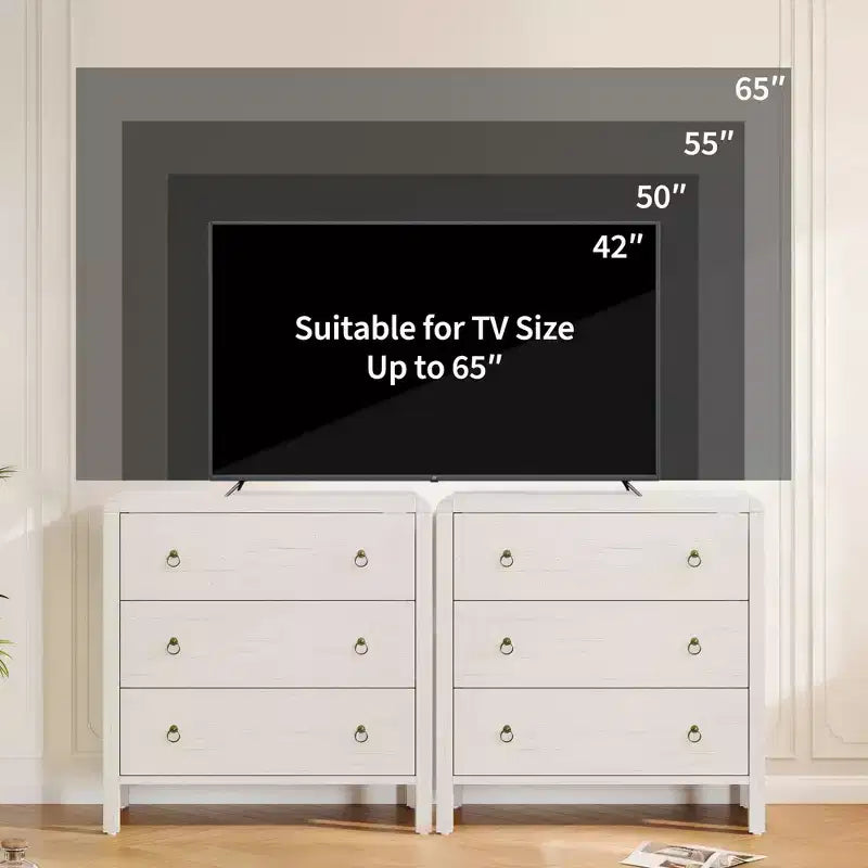 Commode en bois blanc – Chiffonnier à 6 tiroirs pour chambre et salon, Rangement de placard moderne
