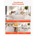 Fauteuil poire pour adultes avec accoudoirs – Peluche moelleuse et rembourrage en mousse haute densité, beige