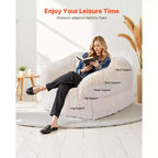 Fauteuil poire pour adultes avec accoudoirs – Peluche moelleuse et rembourrage en mousse haute densité, beige