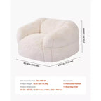 Fauteuil poire pour adultes avec accoudoirs – Peluche moelleuse et rembourrage en mousse haute densité, beige