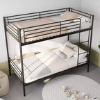 Okak Twin Size Heavy Duty Metal Bunk Bed with Ladders & High Guardrail,Contemporary Bed Frame for Bedroom,Apartments