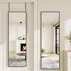 Door Mirror, Over The Door Full Length Mirror, 48x14 Hanging Mirror for Bedroom, Living Room, Entryway, Dorm, Black