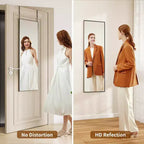 Miroir de porte, Grand miroir de porte, Miroir suspendu 122x35 cm pour chambre, salon, entrée, dortoir, Noir