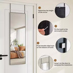 Miroir de porte, Grand miroir de porte, Miroir suspendu 122x35 cm pour chambre, salon, entrée, dortoir, Noir