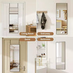 Miroir de porte, Grand miroir de porte, Miroir suspendu 122x35 cm pour chambre, salon, entrée, dortoir, Noir