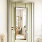 Miroir de porte, Grand miroir de porte, Miroir suspendu 122x35 cm pour chambre, salon, entrée, dortoir, Noir