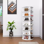 Rotating Shoe Rack Tower, 360 Round Rotating Storage Tower, White Spinning Shoe Rack Tower Shoe Storage