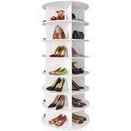 Tour à chaussures rotative à 360° – Tour de rangement pivotante blanche pour entrée et placard