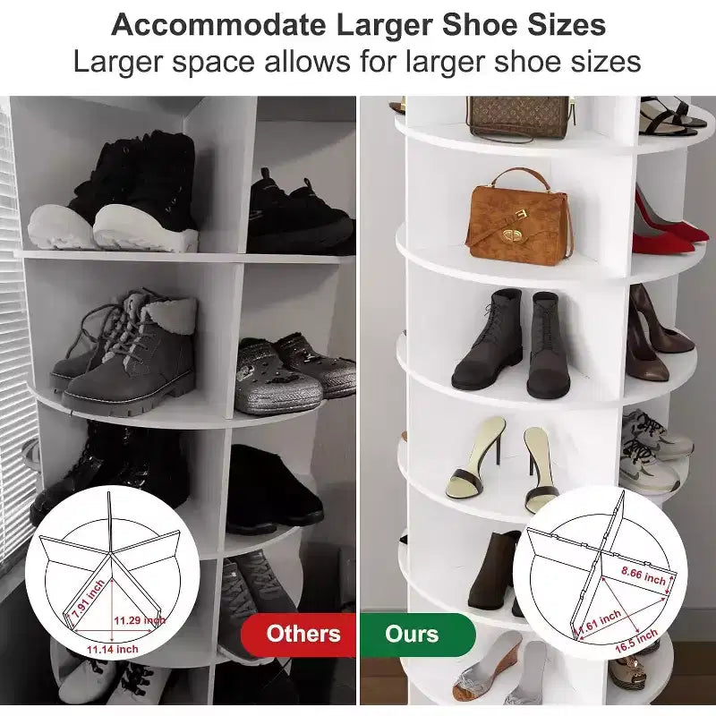 Tour à chaussures rotative à 360° – Tour de rangement pivotante blanche pour entrée et placard