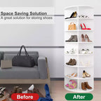 Tour à chaussures rotative à 360° – Tour de rangement pivotante blanche pour entrée et placard