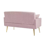 Causeuse capitonnée avec 2 oreillers, pieds en métal, canapé convertible en mousse pour chambre d'amis, bureau, salon, tissu teddy rose