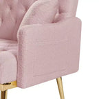 Causeuse capitonnée avec 2 oreillers, pieds en métal, canapé convertible en mousse pour chambre d'amis, bureau, salon, tissu teddy rose
