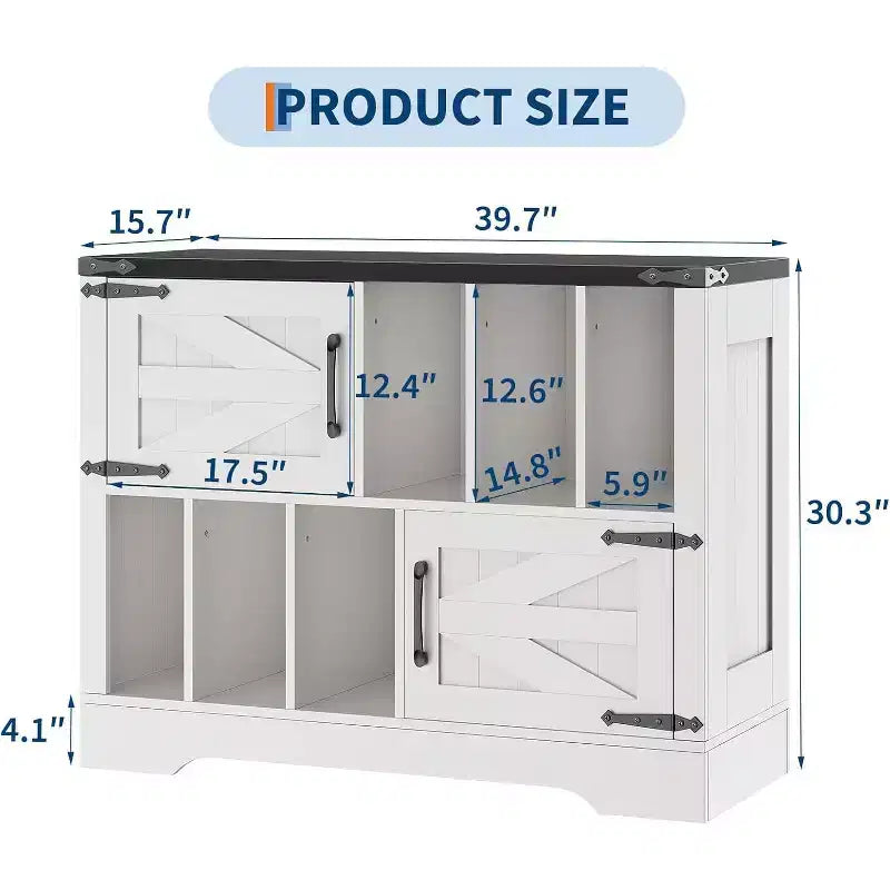 Meuble de rangement pour disques vinyles de ferme 39" – Meuble de lecture en bois avec 2 portes de grange pour le salon