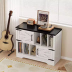 Meuble de rangement pour disques vinyles de ferme 39" – Meuble de lecture en bois avec 2 portes de grange pour le salon
