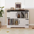 Meuble de rangement pour disques vinyles de ferme 39" – Meuble de lecture en bois avec 2 portes de grange pour le salon