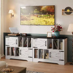 Meuble de rangement pour disques vinyles de ferme 39" – Meuble de lecture en bois avec 2 portes de grange pour le salon