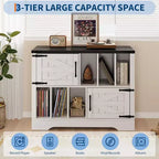 Meuble de rangement pour disques vinyles de ferme 39" – Meuble de lecture en bois avec 2 portes de grange pour le salon